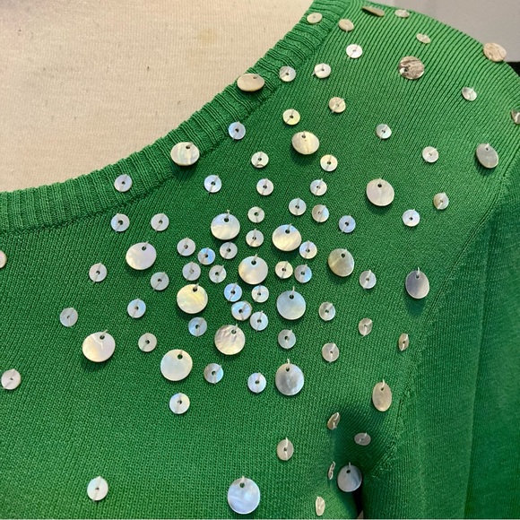 Vintage Rudy Rd. Abalone shell apple green sweater size medium - Picture 3 of 13